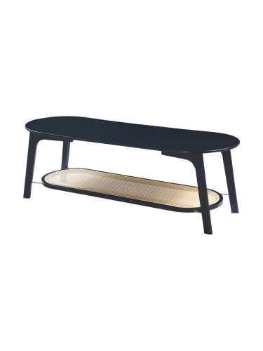 Холна маса Taivalkoski 120x43x40 см черен/изглед ратан []