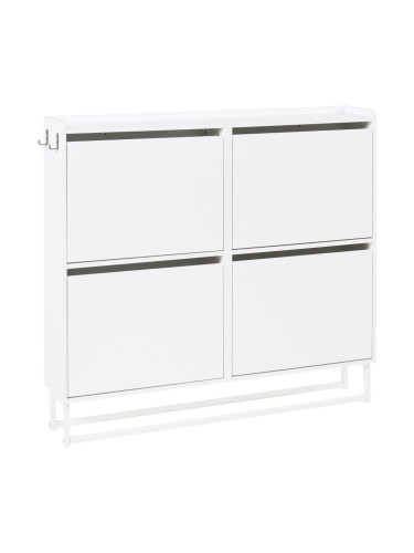 Шкаф за обувки Ylitornio 91,5x100x19 см с основа за шейна бял []