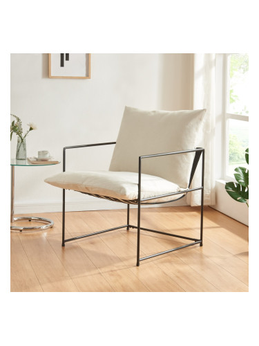 Фотьойл Utsjoki 90x61x70 см черно/бежово []