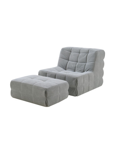 Подов стол с табуретка Koskyvn текстил сив []