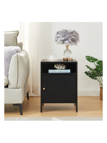 Нощно шкафче Janakkala 55x40x40 см стоманено черно []