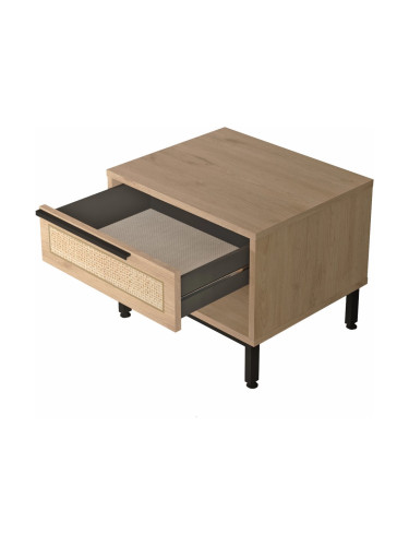 Нощно шкафче Kvænangen 43x54x45 см вид дъб/ратан []