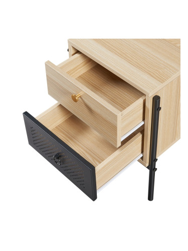 Нощно шкафче Tysnes 39x35x47 см вид дъб/черно []