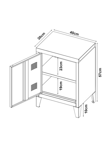 Нощно шкафче Inari дръжка дясна стомана бяла []