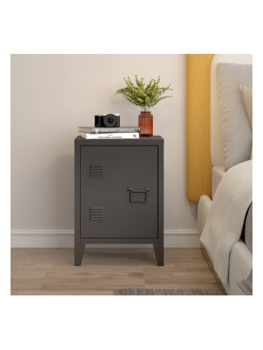 Нощно шкафче Инари комплект 2 бр., дръжка за врата дясна и лява, черно []