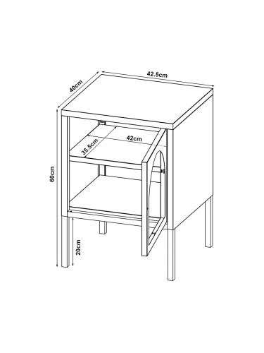 Нощно шкафче Karlskrona 60x42,5x40 см черно, мат []