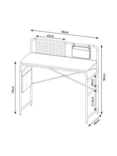 Бюро Dyrøy 98x98x46cm бяло/дъб []