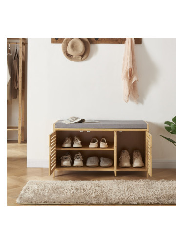 Шкаф за обувки Selk с бамбукова седалка []