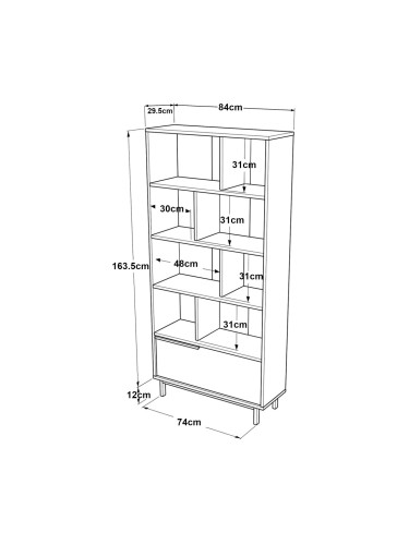 Библиотека Kvænangen 176x84x30 см дъб/ратан []