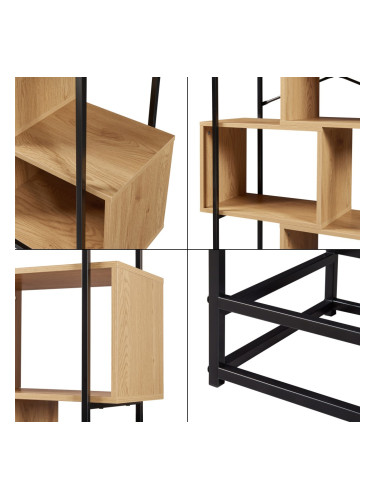 Етажерка Rennebu 194x80x33 см 5 отделения черно/дъб []