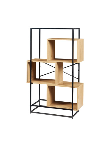 Етажерка Rennebu 126x80x33 см 3 отделения черно/дъб []