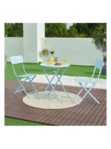 Сгъваема маса Sande стомана 71xØ62 cm небесно синьо []