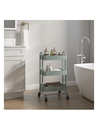 Кухненска количка Pyhäntä с 3 нива, зелена мента []