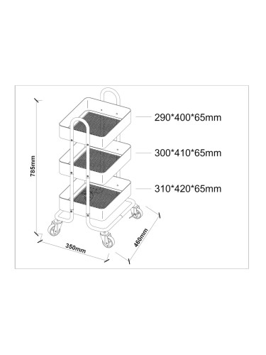 Pyhäntä кухненска количка с 3 нива синя []