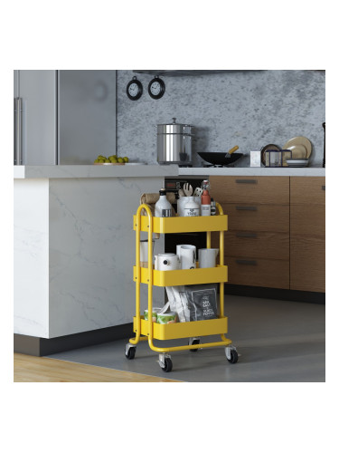 Pyhäntä кухненска количка с 3 нива жълта []