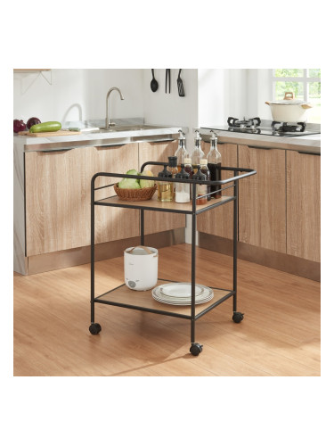 Количка за сервиране Hole черен/вид на дъб []