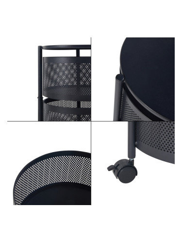 Количка с 5 нива 89.5xØ33cm Черна []