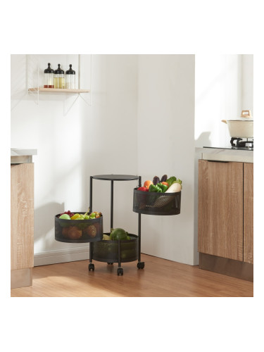 Количка с 3 нива 59,5xØ33см Черна []