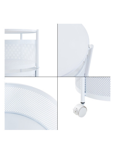 Количка с 4 нива 74,5xØ33см бяла []