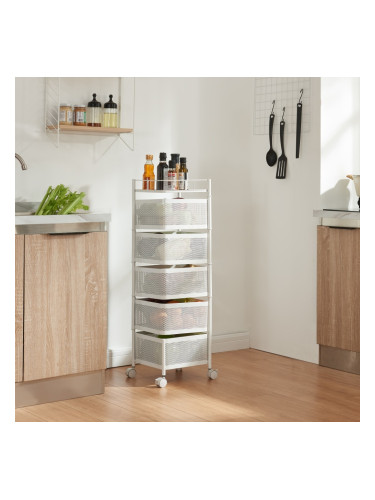 Sunndal количка с 5 нива 94.5x27x27cm бяла []