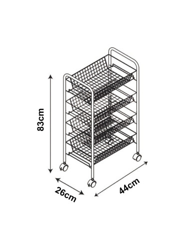 Tromsø количка с 4 нива 83x44x26cm Черна []