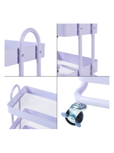 Кухненска количка Pyhäntä с 3 нива, лилава []