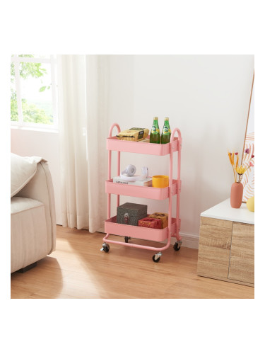 Кухненска количка Pyhäntä с 3 нива, розова []