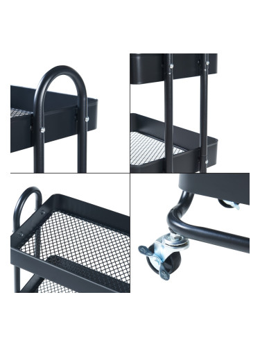 Кухненска количка Pyhäntä с 4 нива, черна []