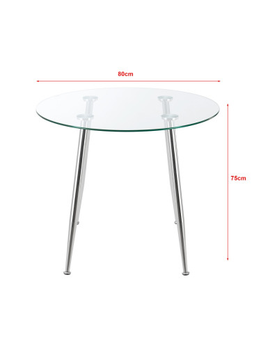 Стъклена маса Humppila 80x75 см цвят хром []