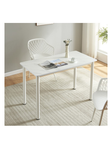 Трапезна маса Tammela за 4 души 120x60 см мраморна визия, бяла []