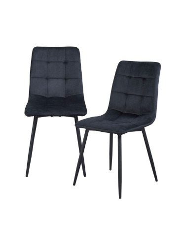 Комплект трапезарни столове Lexnitz от 2 бр. с кръгли крака, черен []