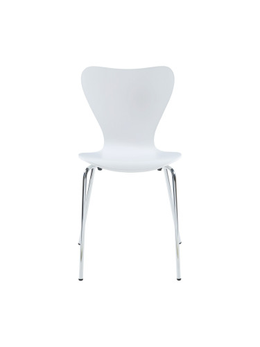 Трапезен стол Essunga комплект 4 бели с хром цветове []