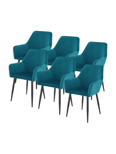 Комплект трапезарни столове Hollola от 6 бр. тюркоаз []