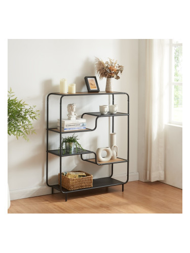 Стоящ рафт Kristiansand 101x80x30 см черен/изглед на дъб []