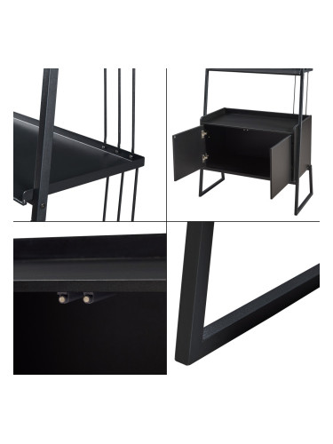 Storfjord рафт стълба с шкаф 184x80x40 см черен []