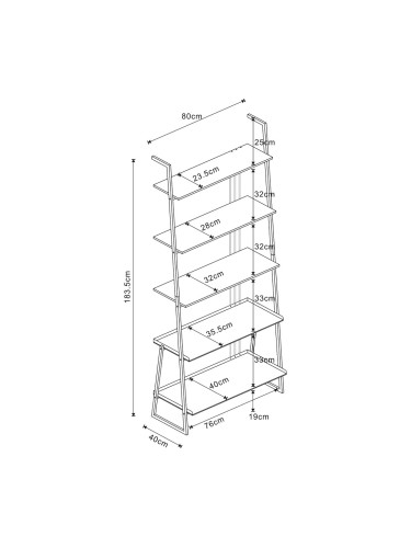 Комплект мебели Storfjord от 3 части. 2 рафта със стълба, 1 шкаф за телевизор []