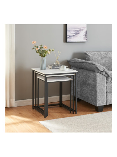 Маса за гнездо от 3 части Trollhättan, мраморна визия, бяла []