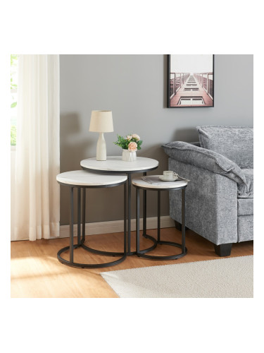 Ulricehamn Маса за гнездо от 3 части, мраморна визия, бяла []