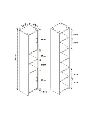 Висок шкаф Rautrina 180x35x30 см дъб вид []