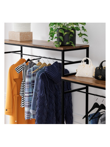 Етажерка за портманто Skestbyena с два елемента 170x240x40 см черен/изглед на орех []