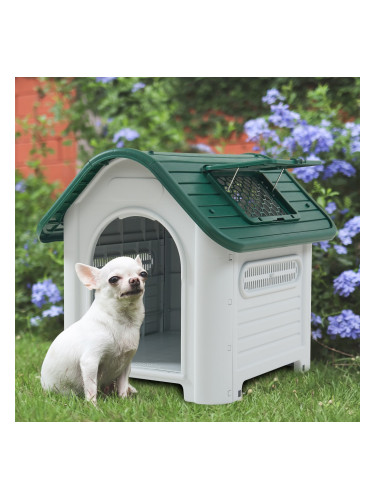 Кучешка колиба Bello 87x72x75 см Бяло/Зелено []