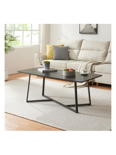 Маса за кафе Riskiften 120x60x48 см мраморна визия, черна []