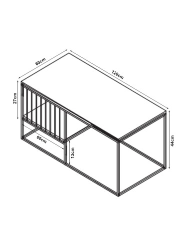 Холна маса Raukurg 120x60x44 см мраморна визия, черна []