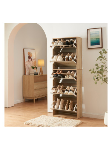 Поставка за обувки Lund с 5 огледални капака във вид на дъб сонома []