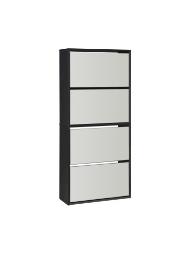 Поставка за обувки Lund с 4 огледални капака Черен []