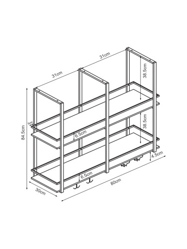 Поставка за вино Hubro 80x30x85 cm черен/изглед на орех []