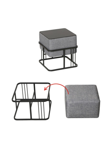 Мултифункционална табуретка Tas комплект от 2 квадратни светлосиви []