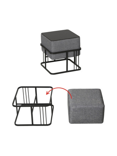 Многофункционална табуретка Tas комплект от 2 квадратни тъмносив []