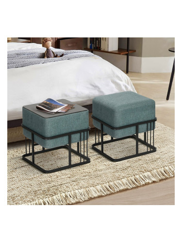 Мултифункционална табуретка Tas комплект от 2 квадратни зелени []