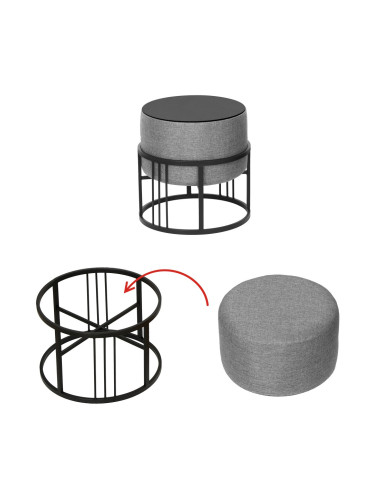 Мултифункционална табуретка Tas комплект от 2 кръгли светлосиви []